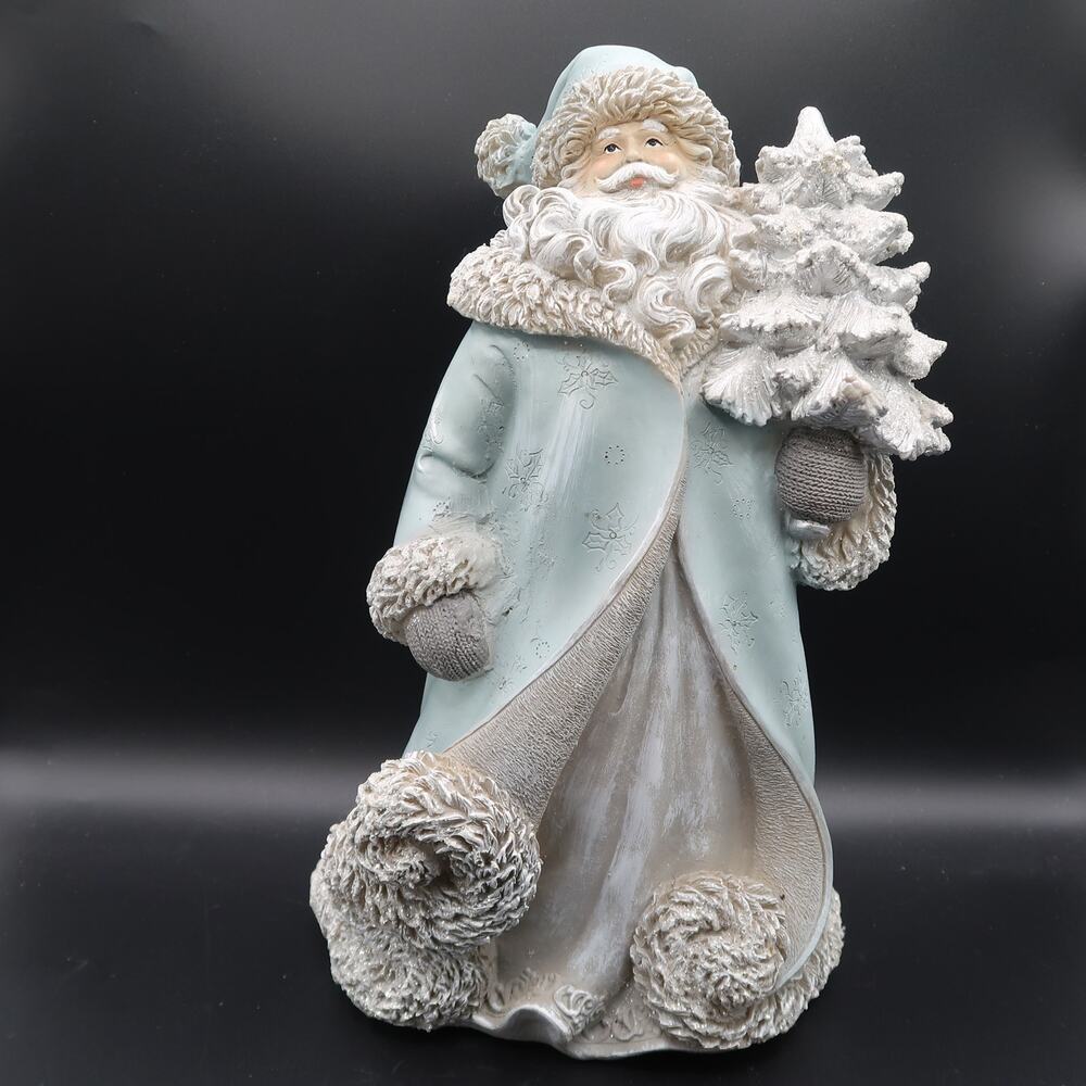 Regency International Resin Santa Figurine Blue 13 in Vintage Holiday Christmas